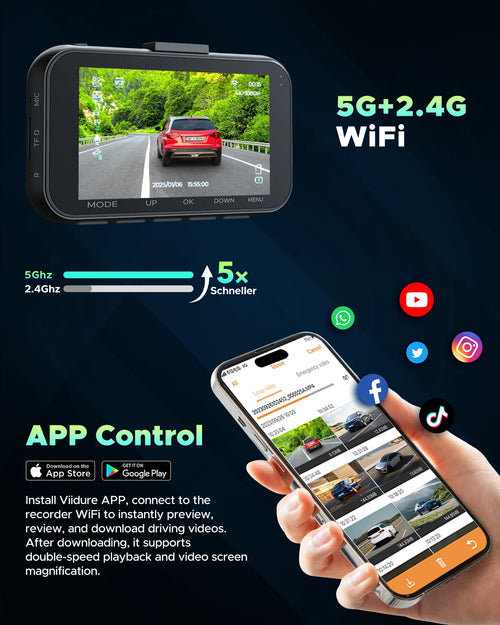 4K Dash Cam Front and Rear 3 Inch Dual Dash Camera, with 1080P Waterproof Car Camera, Loop Recording, G-Sensor, Night Vision, Parking Monitor, WDR