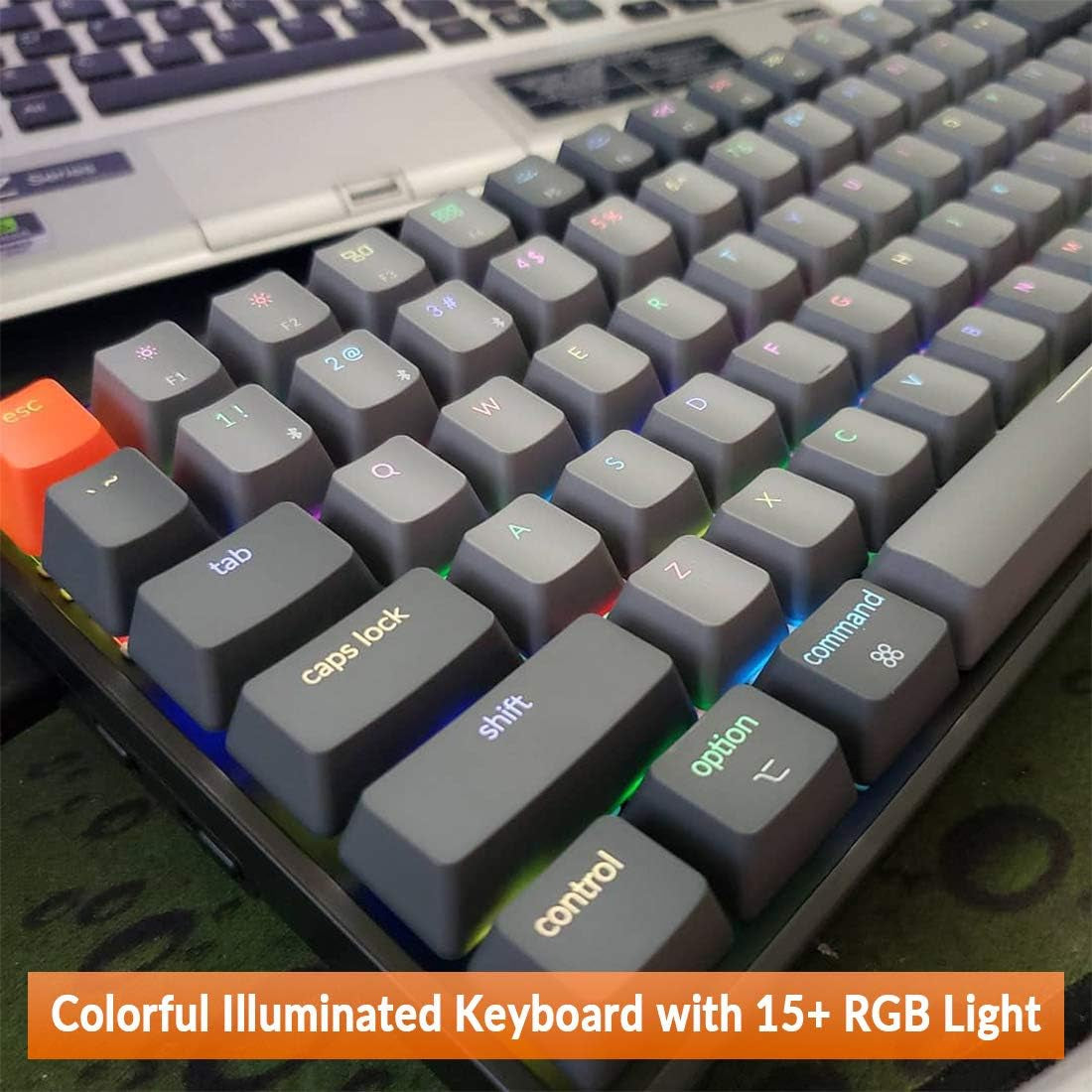 K2 75% Layout RGB Bluetooth Wireless Mechanical Keyboard with Gateron G Pro Red Switch/Anti Ghosting/N-Key Rollover, Compact 84 Keys USB Wired Gaming Keyboard for Mac Windows-Version 2