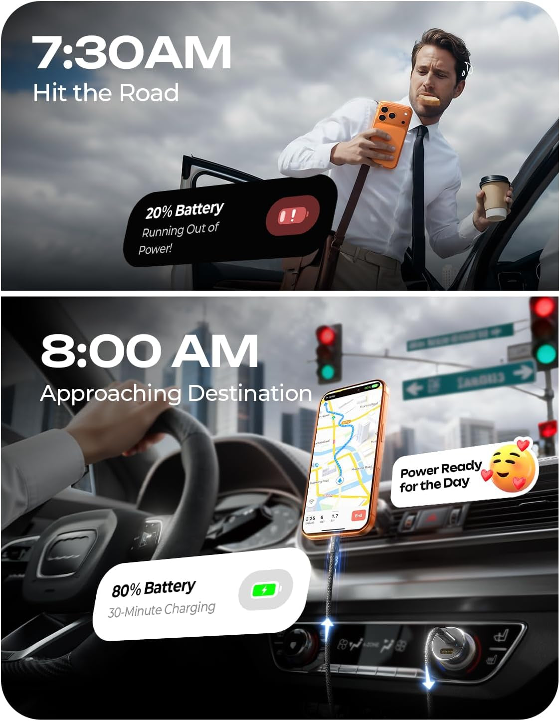 67.5W Car Charger USB C Fast Charge for Iphone 17 Pro, PD 45W USB C Car Charger Fast Charging【Mini & Metal】 Cigarette Lighter Adapter for Iphone 17 Pro Max 16 15 Air Samsung S25 Type C