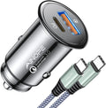 67.5W Car Charger USB C Fast Charge for Iphone 17 Pro, PD 45W USB C Car Charger Fast Charging【Mini & Metal】 Cigarette Lighter Adapter for Iphone 17 Pro Max 16 15 Air Samsung S25 Type C