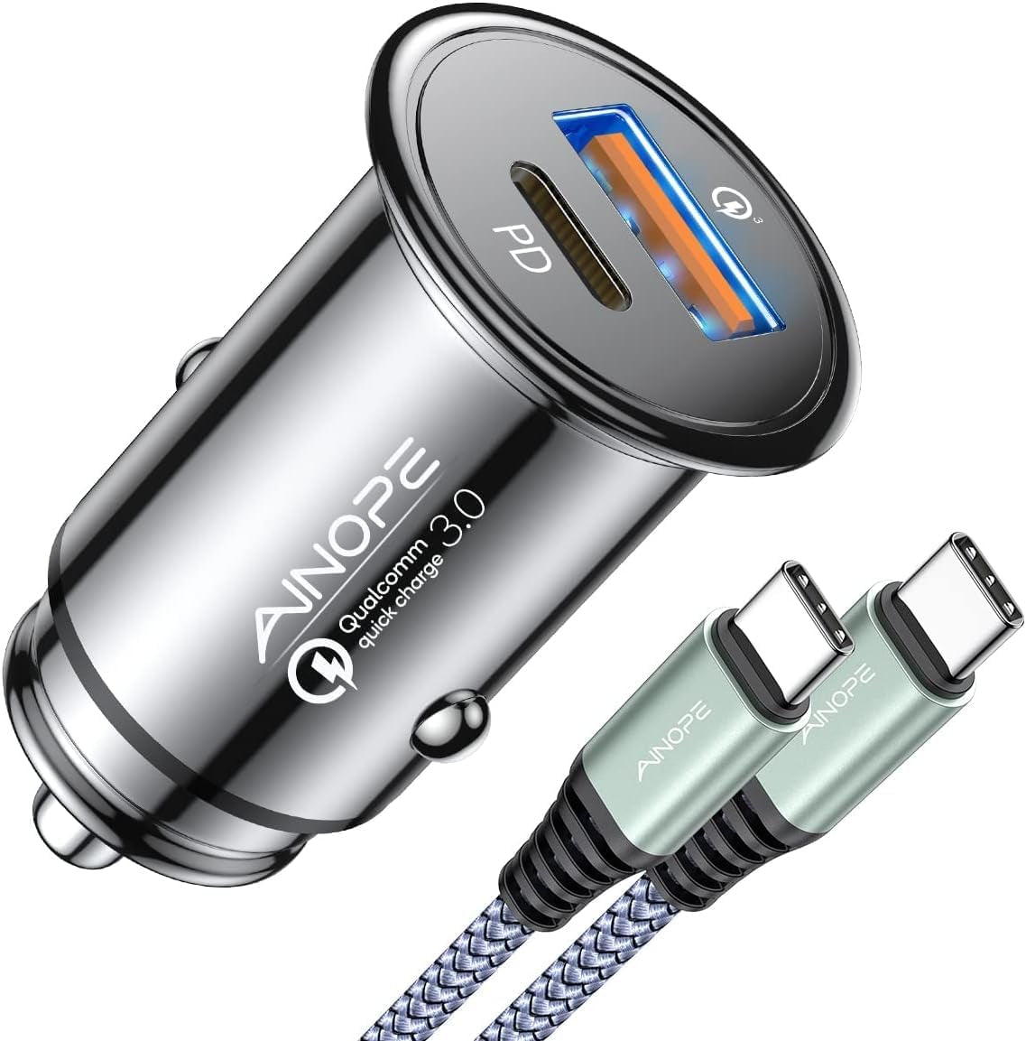 67.5W Car Charger USB C Fast Charge for Iphone 17 Pro, PD 45W USB C Car Charger Fast Charging【Mini & Metal】 Cigarette Lighter Adapter for Iphone 17 Pro Max 16 15 Air Samsung S25 Type C