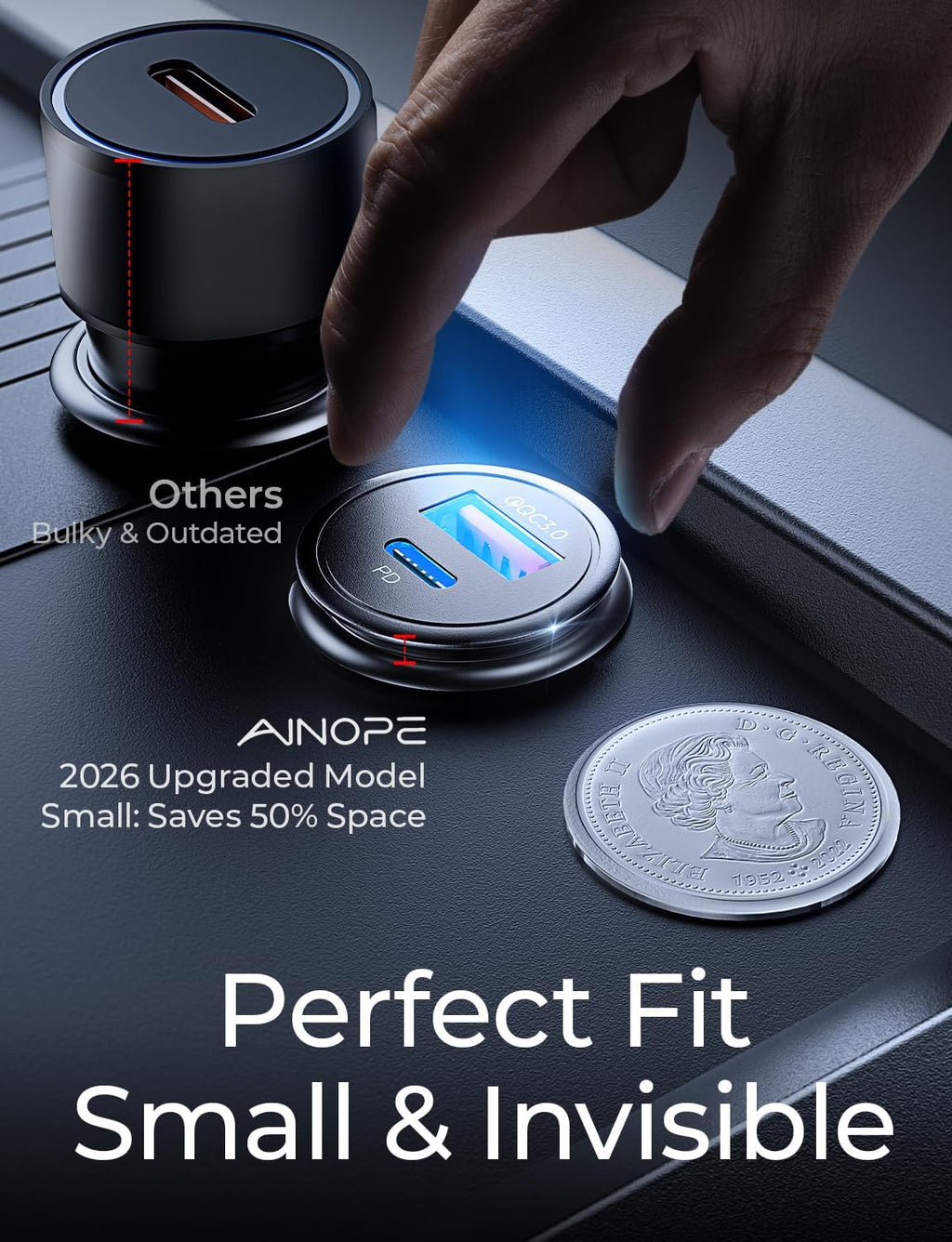 67.5W Car Charger USB C Fast Charge for Iphone 17 Pro, PD 45W USB C Car Charger Fast Charging【Mini & Metal】 Cigarette Lighter Adapter for Iphone 17 Pro Max 16 15 Air Samsung S25 Type C